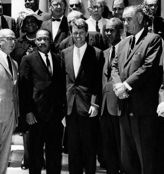 AR7993-B. Martin Luther King, Jr. and Civil Rights Leaders with Attorney General Robert F. Kennedy and Vice President Lyndon B. Johnson Date(s) of Materials: 22 June 1963 Photographer:  Rowe, Abbie, 1905-1967 