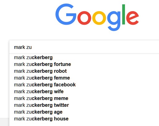 requetes mark zuckerberg sur google