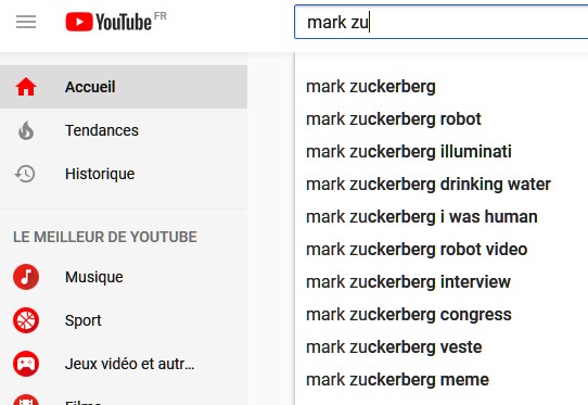 requetes mark zuckerberg sur youtube